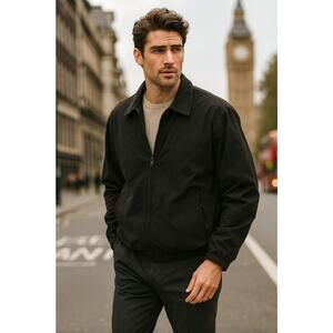 London Fog Collection Jacket Black Soft Shell Collared Zip Pockets Lined Sz XXL